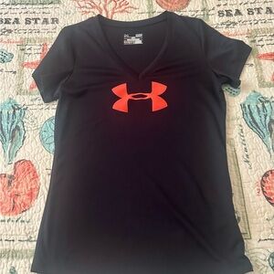 Under Armour Black V-Neck Tee with Red Accents
